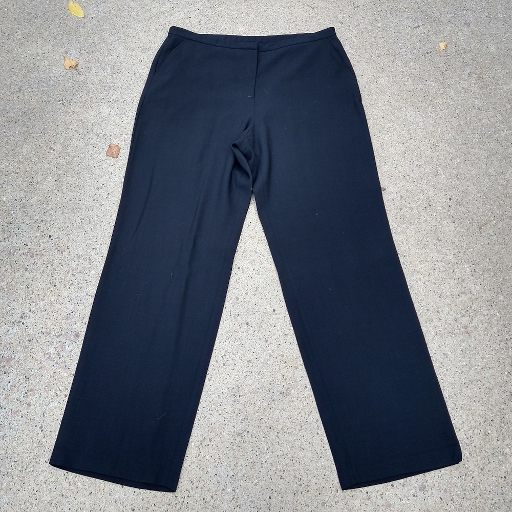 EILEEN FISHER black tropical wool trousers L